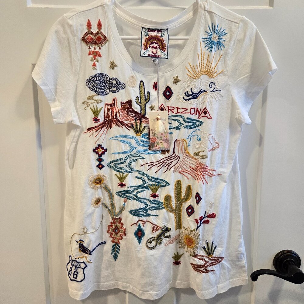 Johnny Was JWLA Arizona Embroidered Tee